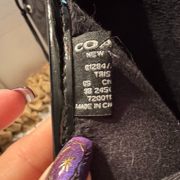 Womens Coach Tall Rainboots Black with Monogram Rubber Fabric Lace Back Size 9 - Picture 4 of 8
